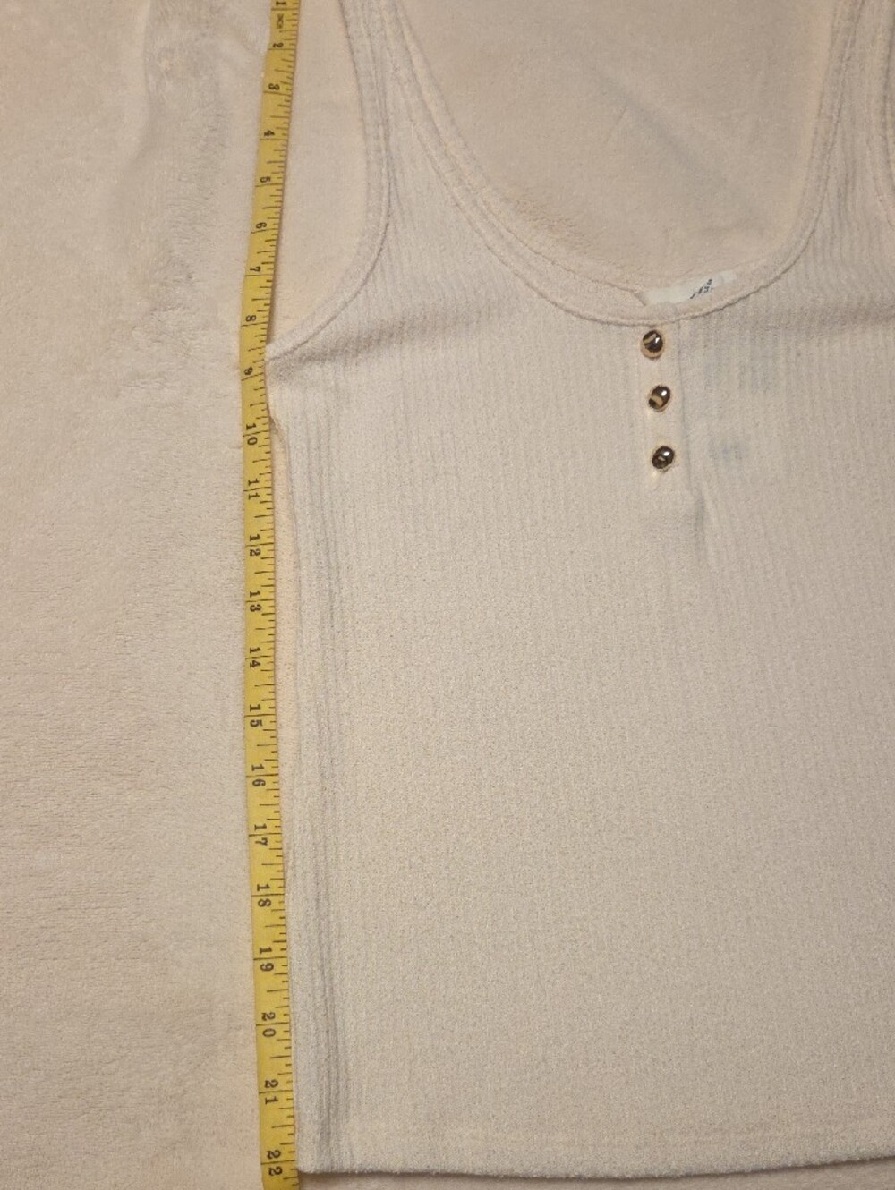 H&M Cream Ribbed Tank with Buttons - Picture 6 of 6
